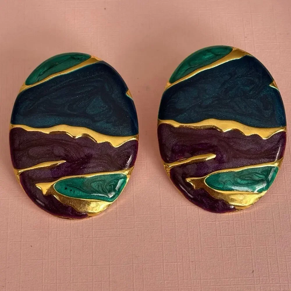 2 pair VINTAGE Enamel 1980’s Post Earrings